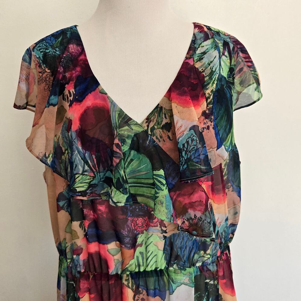 Soft Surroundings Ambrosia Floral Maxi Dress Tiered Ruffle Boho Women Large - Picture 5 of 12